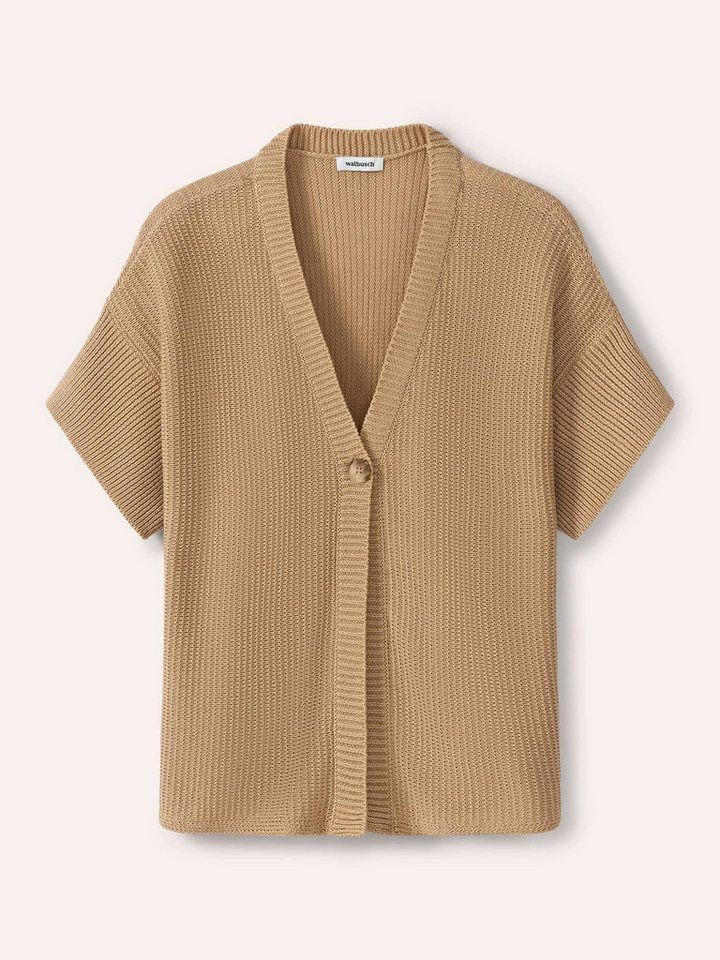 Walbusch Strickweste Damen Weste mit Strukturmuster V-Ausschnitt Halbarm Baumwollmix, pflegeleicht und knitterarm, überschnittene Schultern – Bild 2 von 4