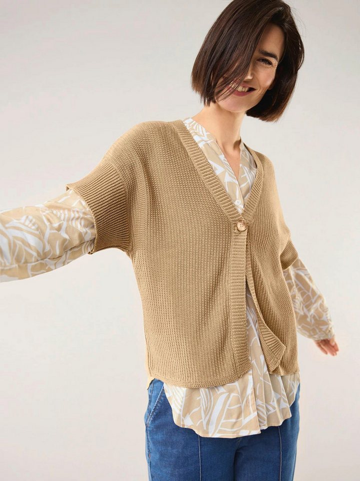 Walbusch Strickweste Damen Weste mit Strukturmuster V-Ausschnitt Halbarm Baumwollmix, pflegeleicht und knitterarm, überschnittene Schultern – Bild 3 von 4