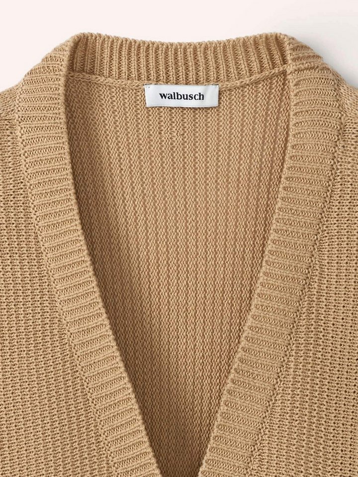 Walbusch Strickweste Damen Weste mit Strukturmuster V-Ausschnitt Halbarm Baumwollmix, pflegeleicht und knitterarm, überschnittene Schultern – Bild 4 von 4