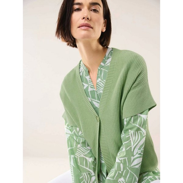 Walbusch Strickweste Damen Weste mit Strukturmuster V-Ausschnitt Halbarm Baumwollmix, pflegeleicht und knitterarm, überschnittene Schultern