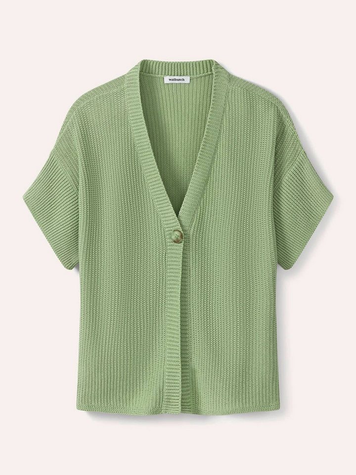 Walbusch Strickweste Damen Weste mit Strukturmuster V-Ausschnitt Halbarm Baumwollmix, pflegeleicht und knitterarm, überschnittene Schultern – Bild 2 von 4