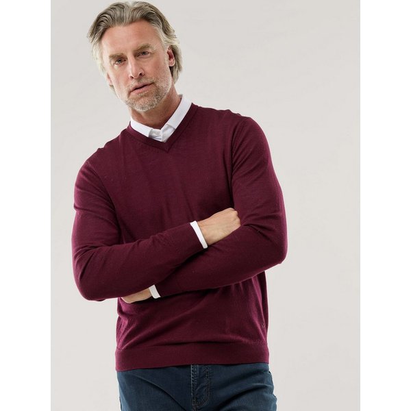 Walbusch V-Ausschnitt-Pullover Herren Merino V-Ausschnitt-Pullover extrafein, pflegeleicht