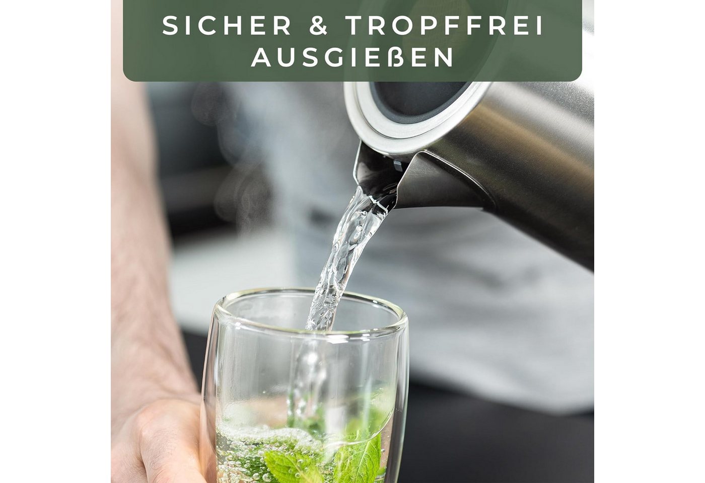 Waldwerk Wasserkocher - 3000 Watt - 1,7L - Eichenholz Griff - Rostfreier 304 Edelstahl, 1,7 l, 3000 W – Bild 5 von 5