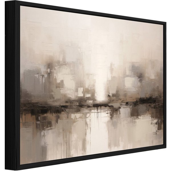 Wallarena Leinwandbild Abstrakt Beige Bilder mit Rahmen Wohnzimmer Schlafzimmer Wandbild XXL, Abstrakt (1 St), 60x40x2cm