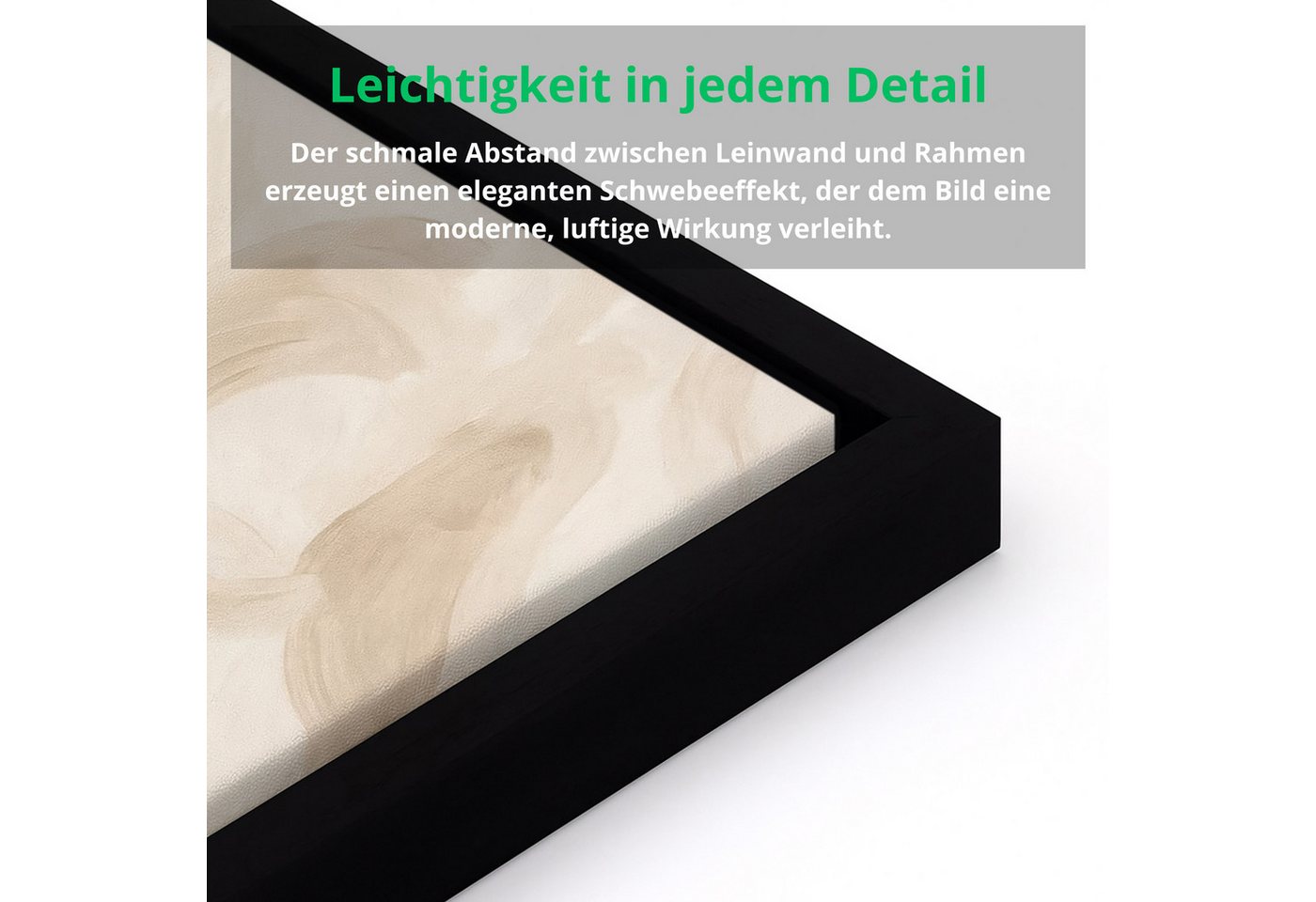Wallarena Leinwandbild Abstrakt Beige Bilder mit Rahmen Wohnzimmer Schlafzimmer Wandbild XXL, Abstrakt (1 St), 60x40x2cm – Bild 3 von 5