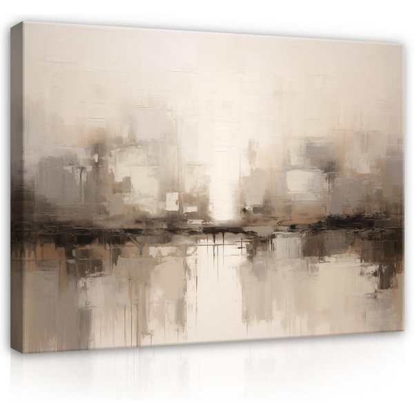 Wallarena Leinwandbild Abstrakt Beige Bilder mit Rahmen Wohnzimmer Schlafzimmer Wandbild XXL, Abstrakt (1 St), 40x30x2cm