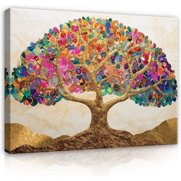 Wallarena Leinwandbild Baum Abstrakt - Beige - Modern - Schlafzimmer, Baum, 40x30x2cm