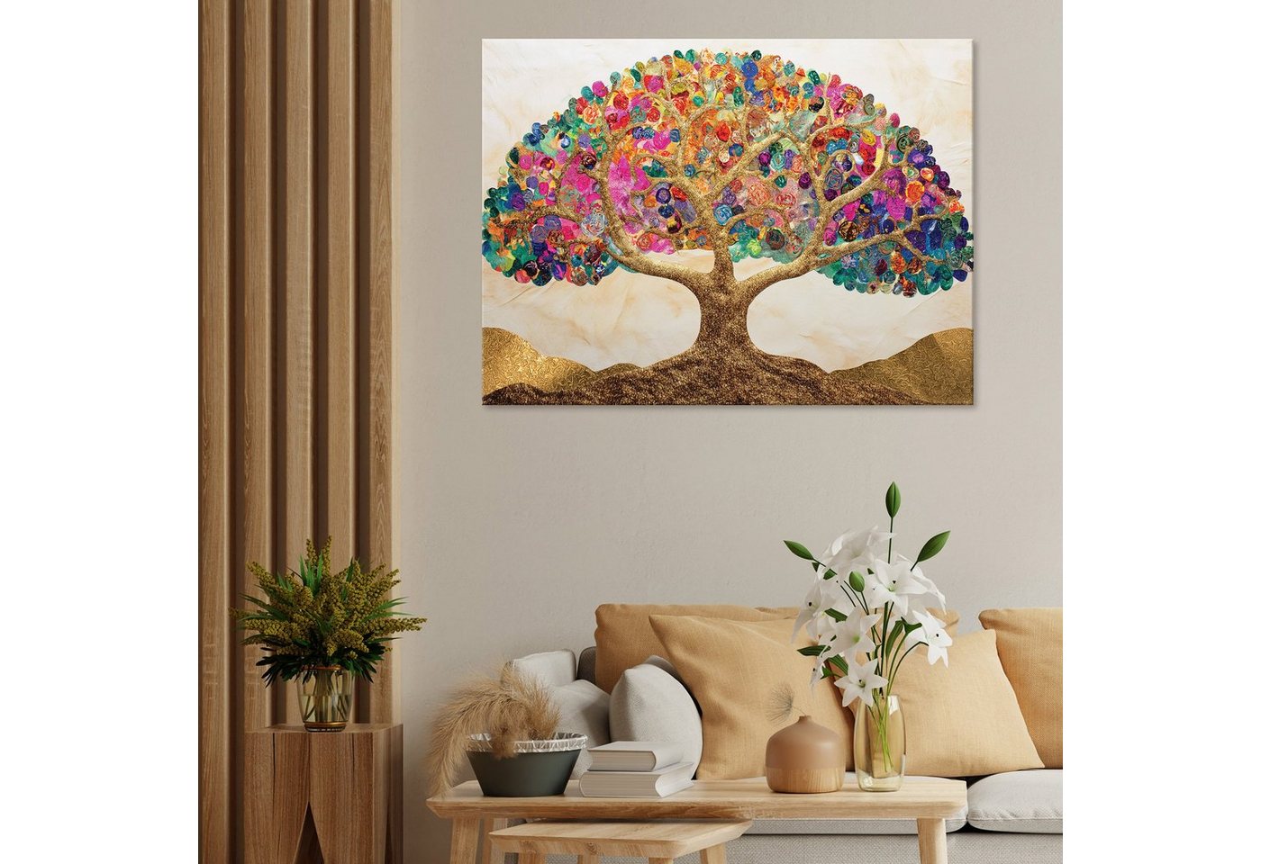 Wallarena Leinwandbild Baum Abstrakt - Beige - Modern - Schlafzimmer, Baum, 40x30x2cm – Bild 2 von 5