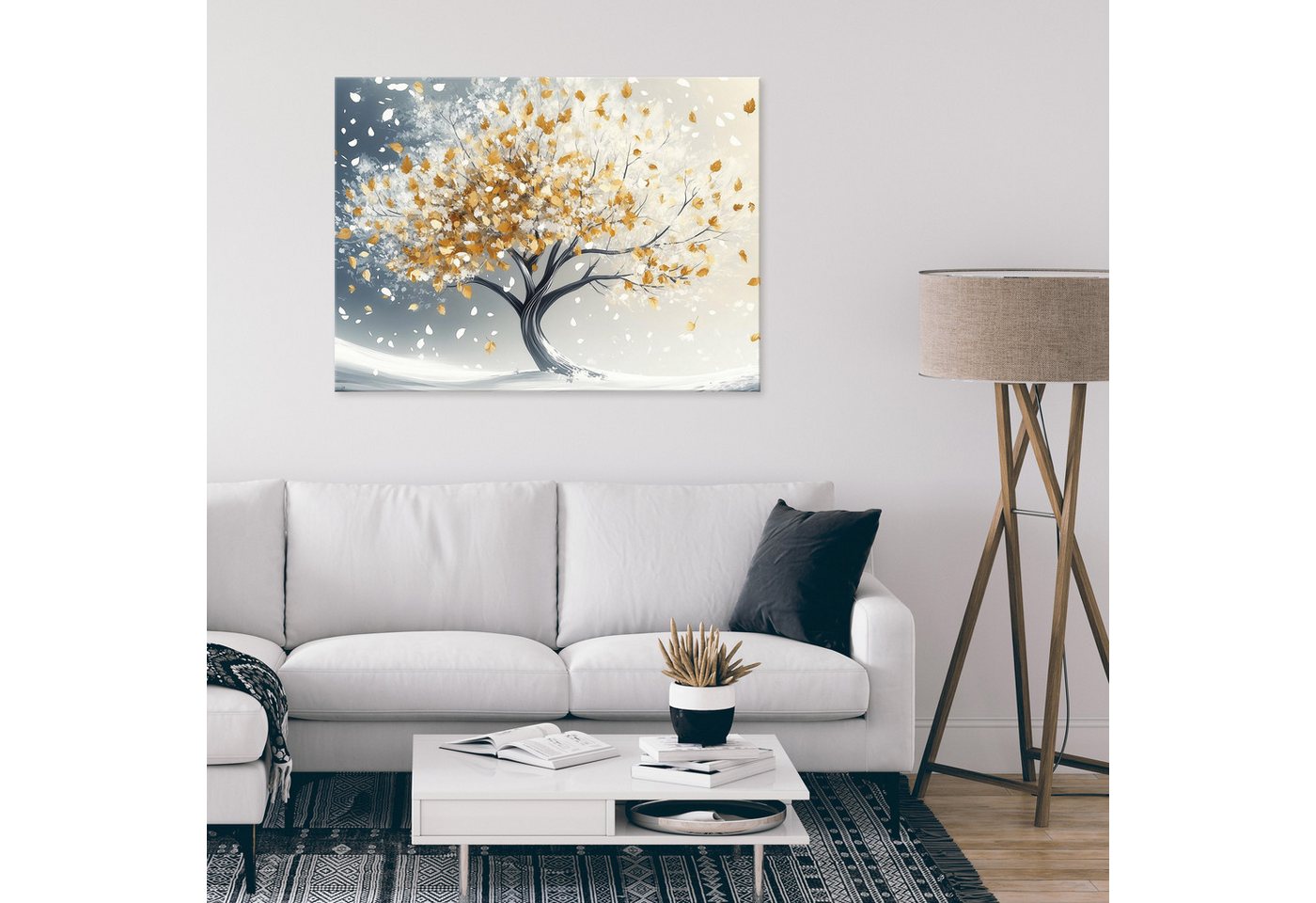 Wallarena Leinwandbild Baum Abstrakt - Blau - Elegant - Wohnzimmer, Baum, 40x30x2cm – Bild 2 von 5
