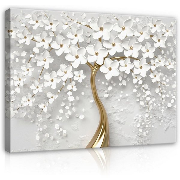 Wallarena Leinwandbild Baum Blumen Abstrakt Natur Schlafzimmer, Wohnzimmer 60x40 cm, Baum, 60 x 40 cm