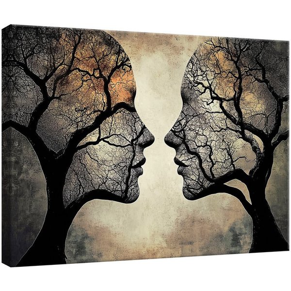 Wallarena Leinwandbild Baum Frau - Beige - Modern - Wohnzimmer, Abstrakt, 40x30x2cm