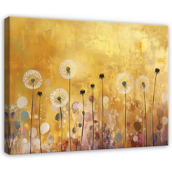 Wallarena Leinwandbild Blumen Pusteblumen - Gelb - Modern - Wohnzimmer, Blumen, 40x30x2cm