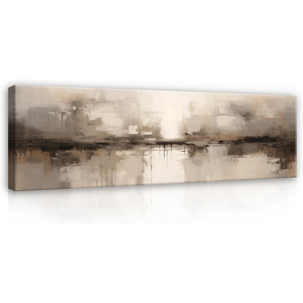 Wallarena Leinwandbild Boho Abstrakt Beige Modern Wohnzimmer 145×45 cm, Boho, 145x45x3cm