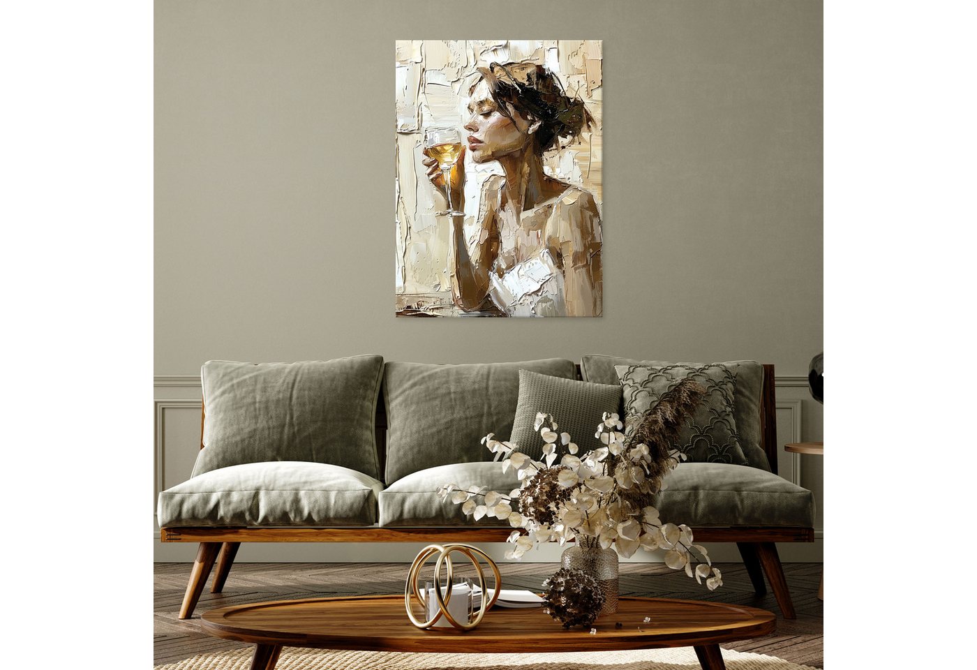 Wallarena Leinwandbild Frau Boho - Beige - Modern - Hochformat - Wohnzimmer, Frau, 30x40x2cm – Bild 2 von 5