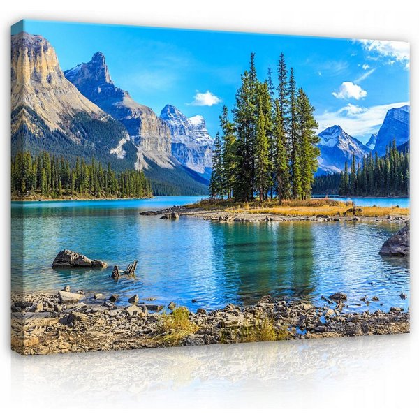 Wallarena Leinwandbild Landschaft Wald - Blau - Modern - Schlafzimmer, Landschaft, 40x30x2cm
