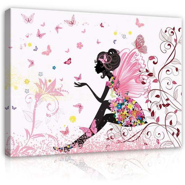 Wallarena Leinwandbild Mädchen Fee - Rosa - Modern - Schlafzimmer, Mädchen, 60x40x2cm