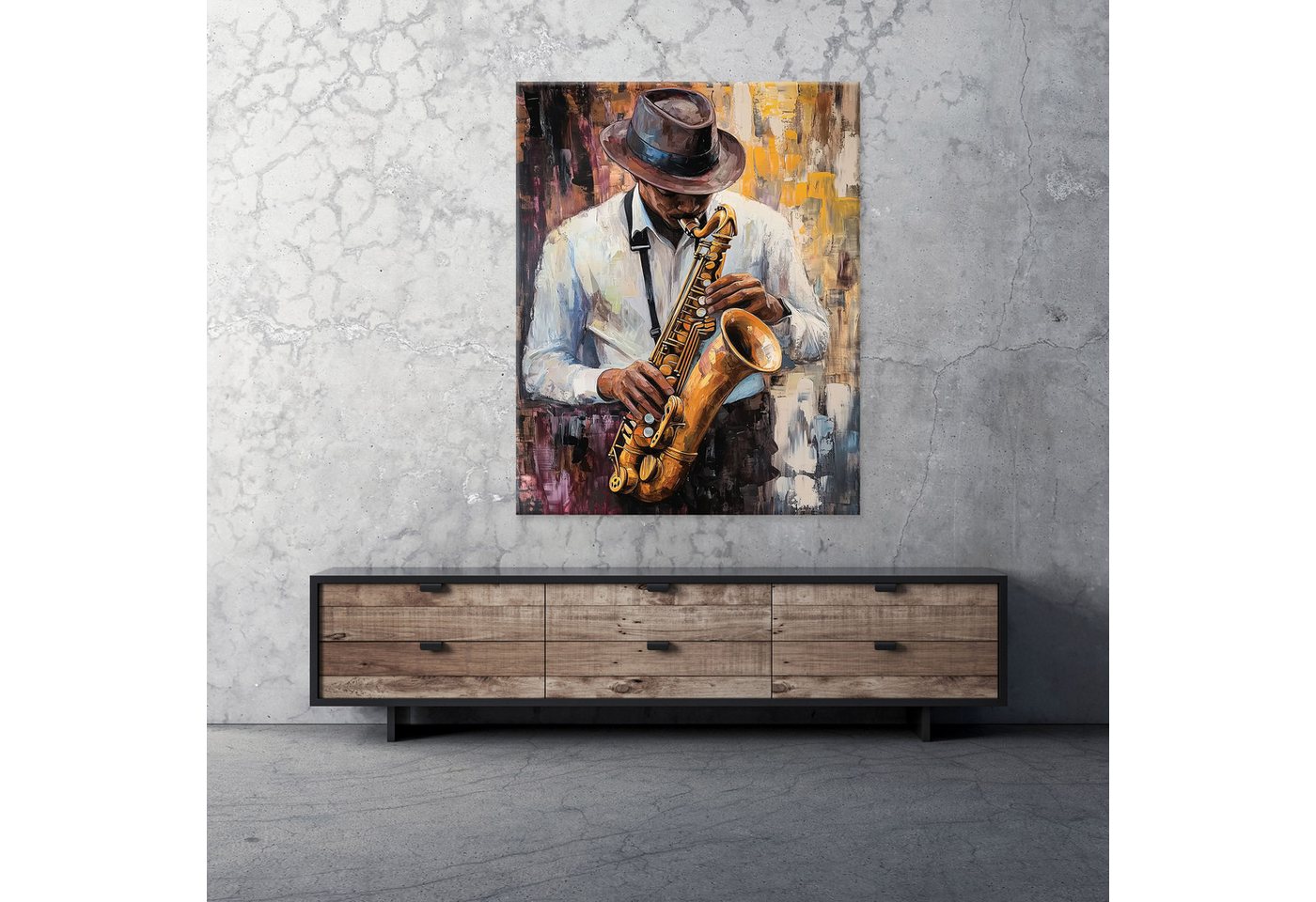Wallarena Leinwandbild Mann Muzyk - Braun - Modern - Hochformat - Wohnzimmer, Musik, 30x40x2cm – Bild 2 von 5