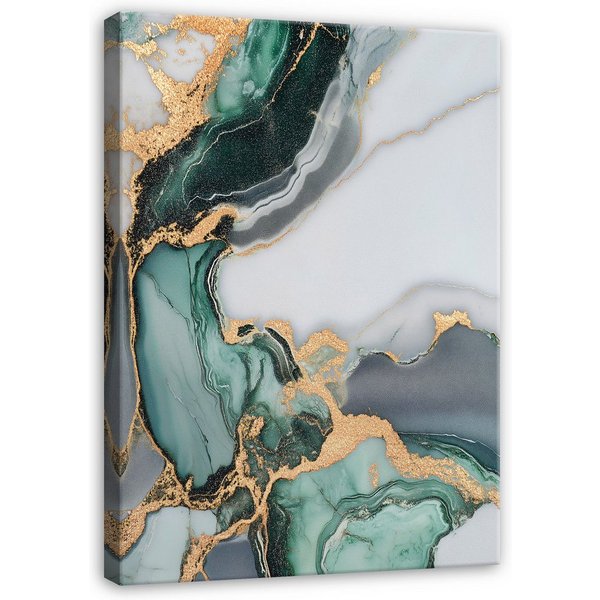 Wallarena Leinwandbild Marmor Abstrakt - Grün - Modern - Hochformat - Wohnzimmer, Marmor, 30x40x2cm