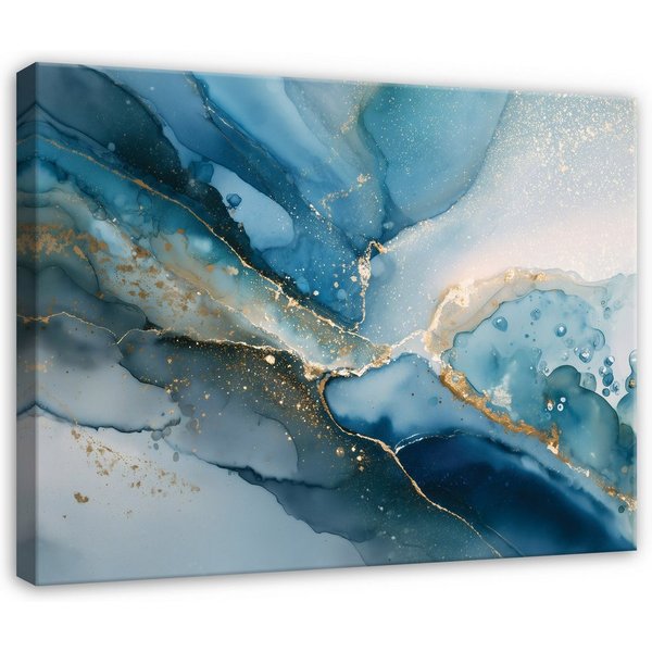 Wallarena Leinwandbild Marmor Struktur - Blau - Modern - Wohnzimmer, Marmor, 40x30x2cm