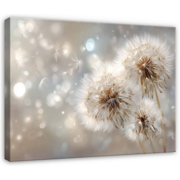 Wallarena Leinwandbild Pusteblumen Blumen - Beige - Modern - Schlafzimmer, Pusteblume, 60x40x2cm