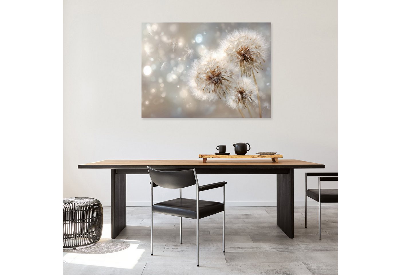 Wallarena Leinwandbild Pusteblumen Blumen - Beige - Modern - Schlafzimmer, Pusteblume, 60x40x2cm – Bild 2 von 5