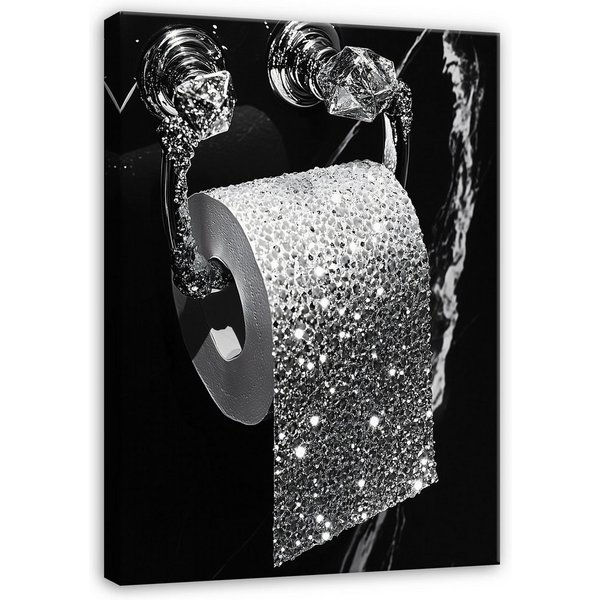 Wallarena Leinwandbild WC Glamour - Grau - Modern - Hochformat - Schlafzimmer, WC, 30x40x2cm