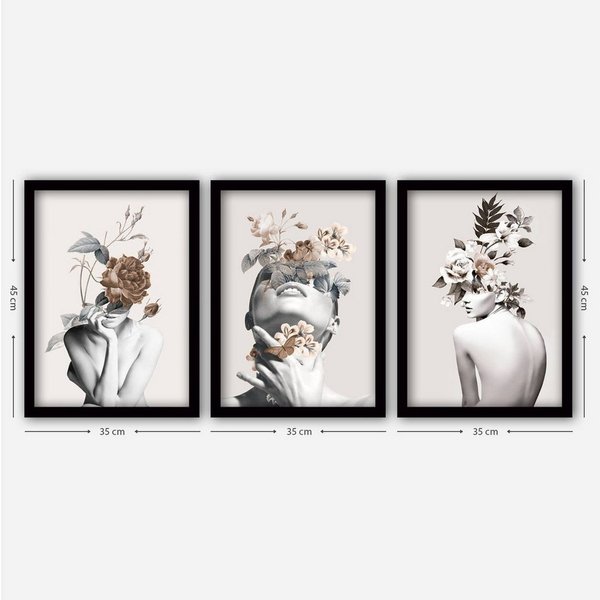 Wallity Leinwandbild 100% MDF (Thickness: 2 cm), 35 x 45 cm (3 Pieces) L1266, (3 St)