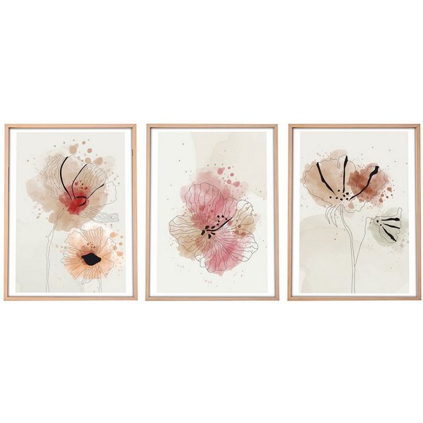 Wallity Leinwandbild Painting: 100% MDF (Thickness: 3 mm), 50 x 70 cm (3 Pieces) E1502, (3 St)