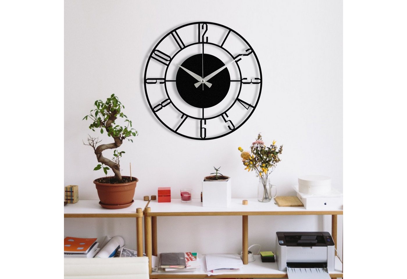 Wallity Wanduhr ENZ1411, Schwarz, Wanduhren, 48 x 48 cm, 100% Metall (1,2 mm Metallstärke, Batteriebetrieben (Quartz) – Bild 3 von 5