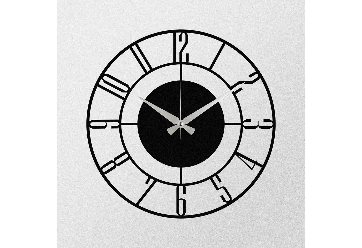 Wallity Wanduhr ENZ1411, Schwarz, Wanduhren, 48 x 48 cm, 100% Metall (1,2 mm Metallstärke, Batteriebetrieben (Quartz) – Bild 4 von 5