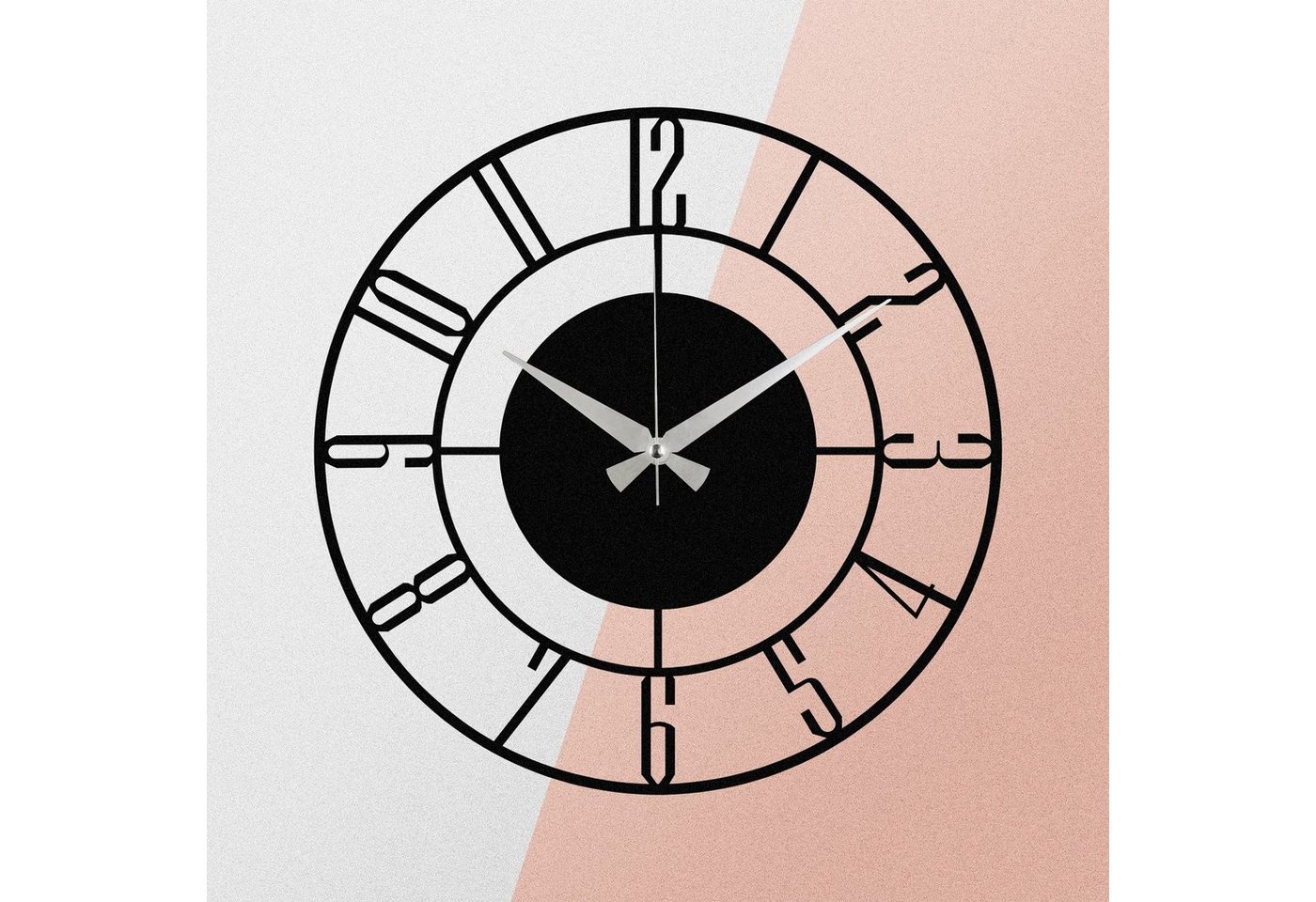 Wallity Wanduhr ENZ1411, Schwarz, Wanduhren, 48 x 48 cm, 100% Metall (1,2 mm Metallstärke, Batteriebetrieben (Quartz) – Bild 5 von 5