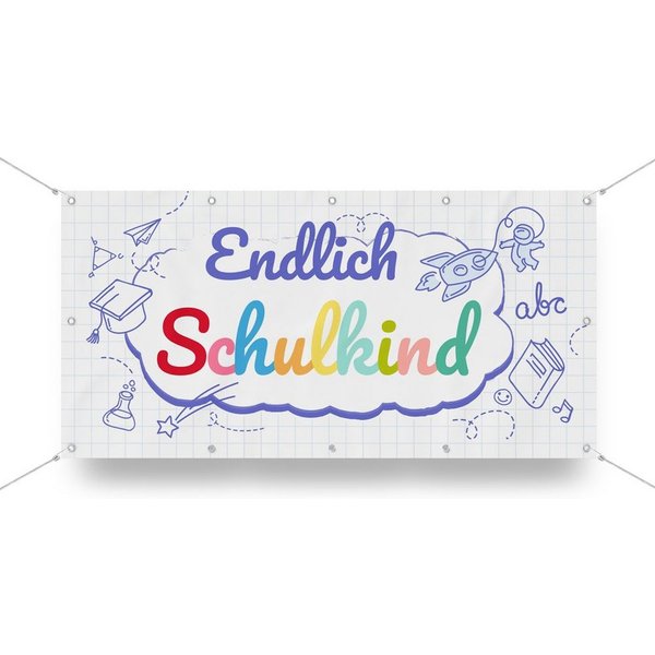 WallSpirit Hängedekoration Banner - Einschulung "White", wetterfest, inkl. Ösen zum Aufhängen