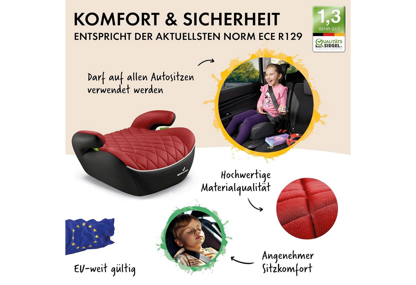 WALSER Autokindersitz Kindersitz Hartschale Andy, ab: ab 4 Jahre, bis: - 10 Jahren, (1 Stück, 1-tlg) – Bild 2 von 5