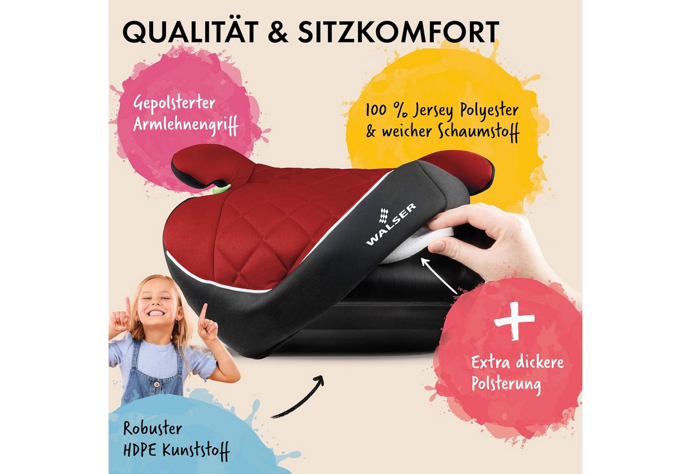 WALSER Autokindersitz Kindersitz Hartschale Andy, ab: ab 4 Jahre, bis: - 10 Jahren, (1 Stück, 1-tlg) – Bild 3 von 5