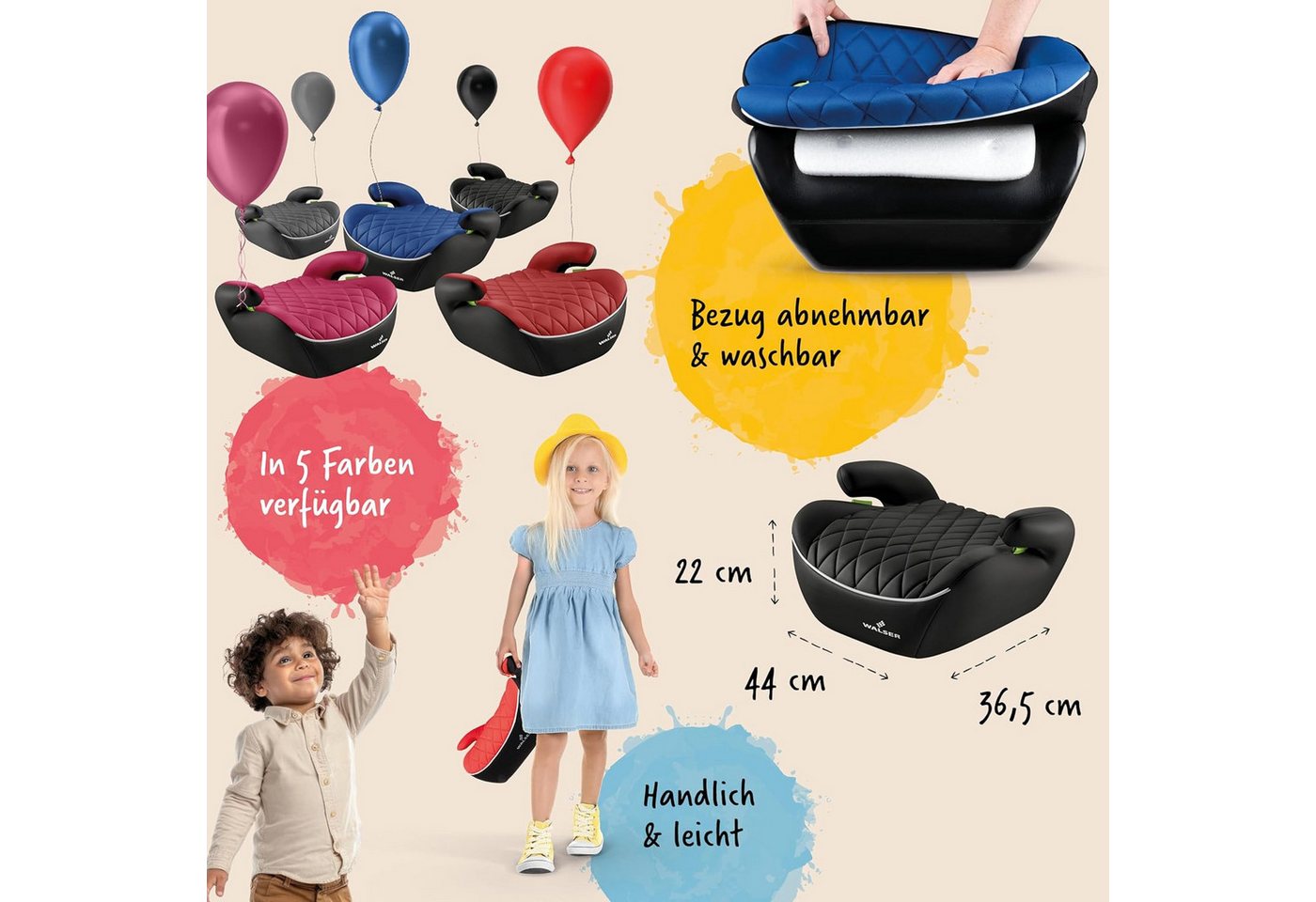WALSER Autokindersitz Kindersitz Hartschale Andy, ab: ab 4 Jahre, bis: - 10 Jahren, (1 Stück, 1-tlg) – Bild 5 von 5