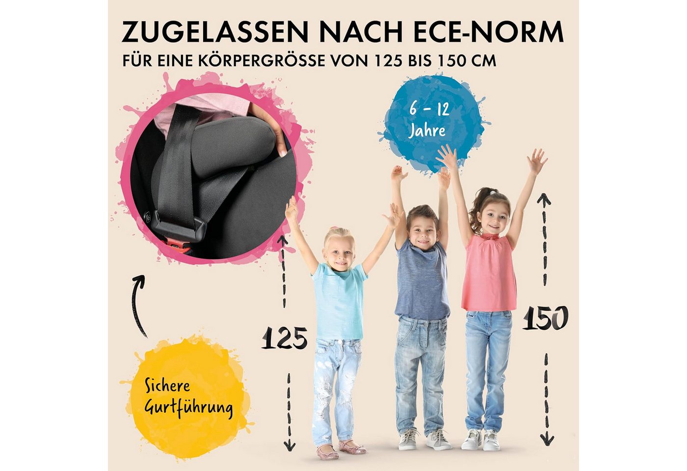 WALSER Autokindersitz Kindersitz Hartschale Andy, ab: ab 4 Jahre, bis: - 10 Jahren, (1 Stück, 1-tlg) – Bild 4 von 5