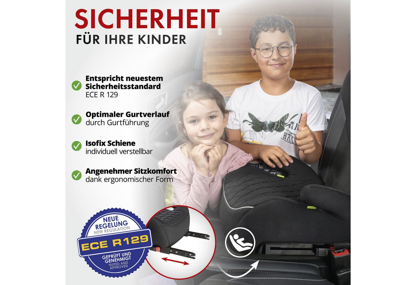 WALSER Autokindersitz Kindersitz Hartschale Andy Iso, ab: ab 4 Jahre, bis: - 10 Jahren, (1 Stück, 1-tlg) – Bild 2 von 5