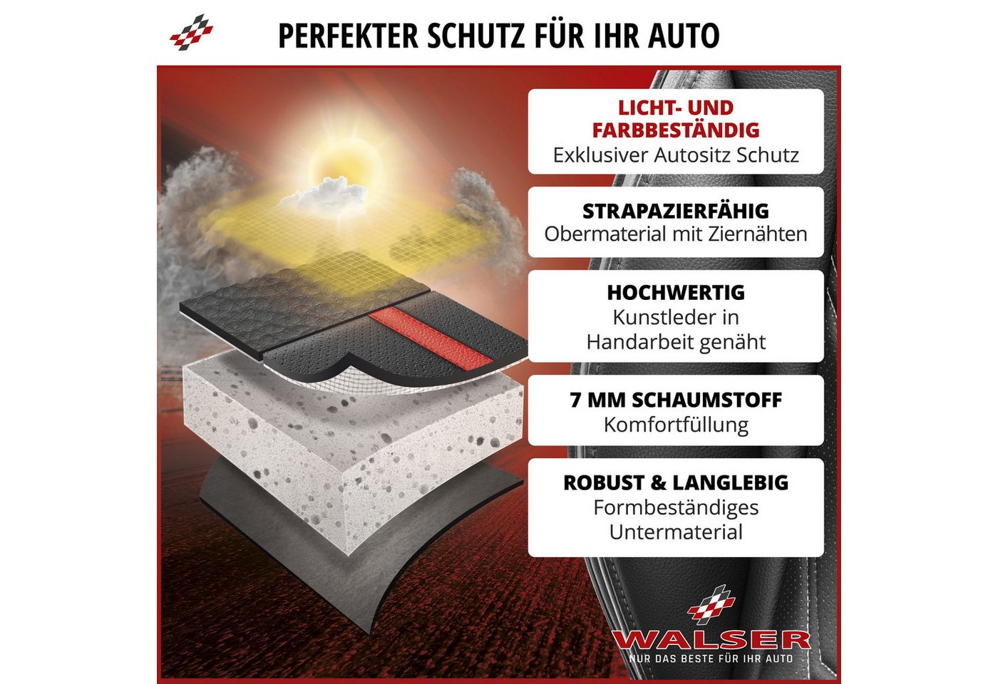 WALSER Autositzauflage Sitzaufleger Kimi, 1 Stück, 1-tlg. – Bild 3 von 5