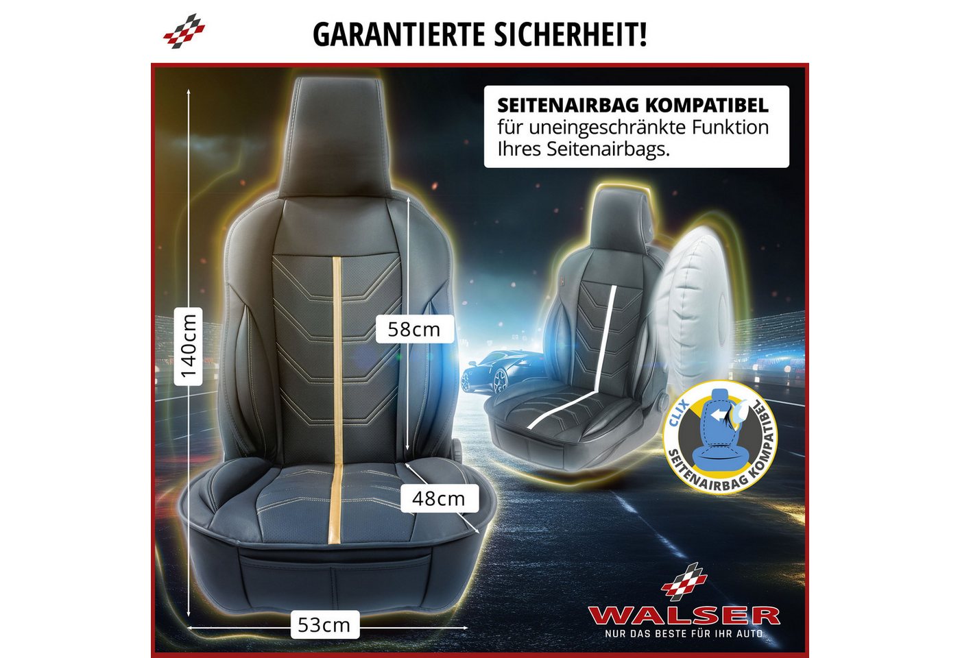 WALSER Autositzauflage Sitzaufleger Kimi, 1 Stück, 1-tlg. – Bild 4 von 5