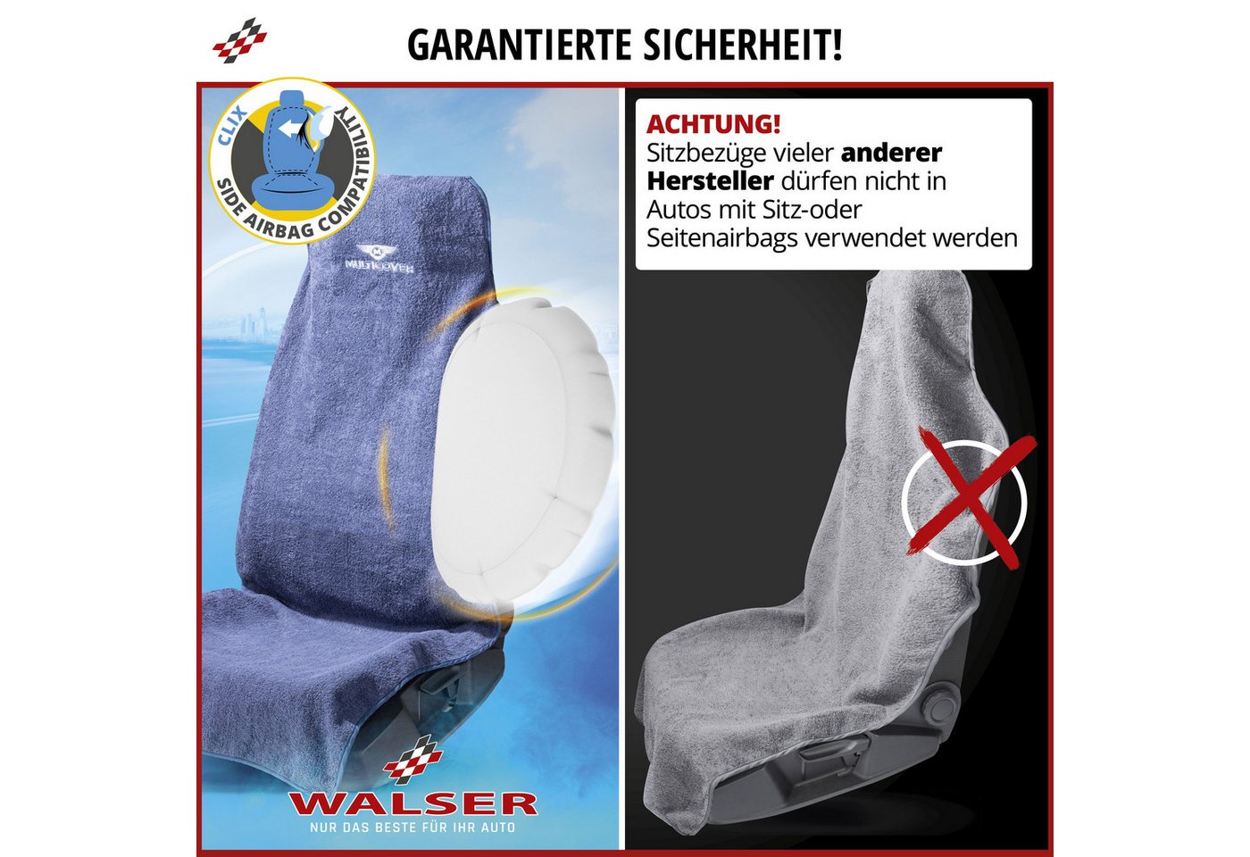 WALSER Autositzauflage Sitzaufleger Multicover schwarz, 1 Stück, 1-tlg. – Bild 4 von 5