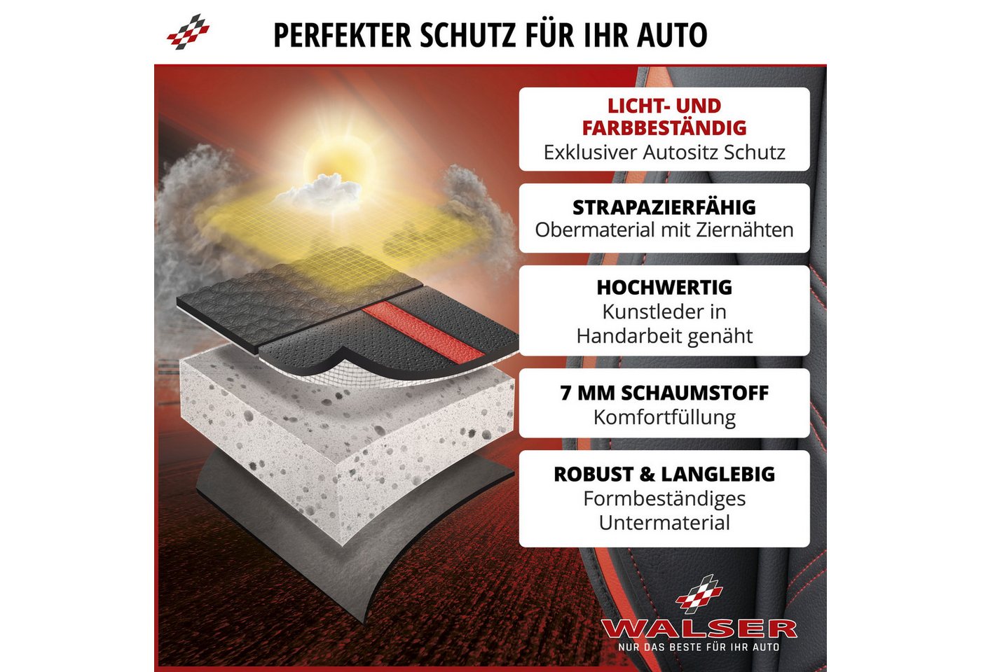 WALSER Autositzauflage Sitzaufleger Rey, 1 Stück, 1-tlg. – Bild 3 von 5