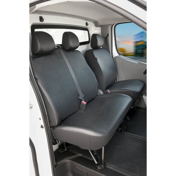 WALSER Autositzbezug Transporter Opel Vivaro Passfo, 1 Einzelsitzbezug, 1 Doppelbankbezug, 3 Kopfstützenbezüge, 7-tlg.