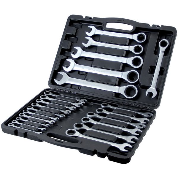 Walter Stahl Germany control Ringschlüssel 22-tlg. Ratschenschlüssel-Sets, 6-32mm (Set, 22 St., 22-teiliger Ratschenschlüssel-Sets), 72-Zahn-Zahnradantrieb, 5°S