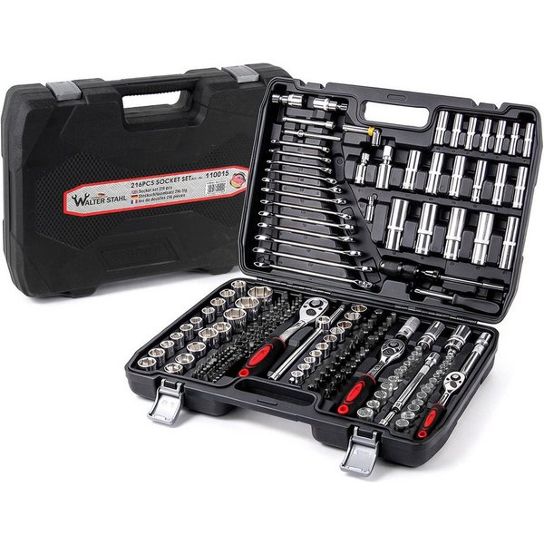 Walter Stahl Germany control Steckschlüssel Steckschlüsselsatz 108 tlg-599 tlg Ratschenkasten 1/4"+1/2"+3/8" (Packung, 216 St., 108/172/215/409/599-tlg), Mit Ra