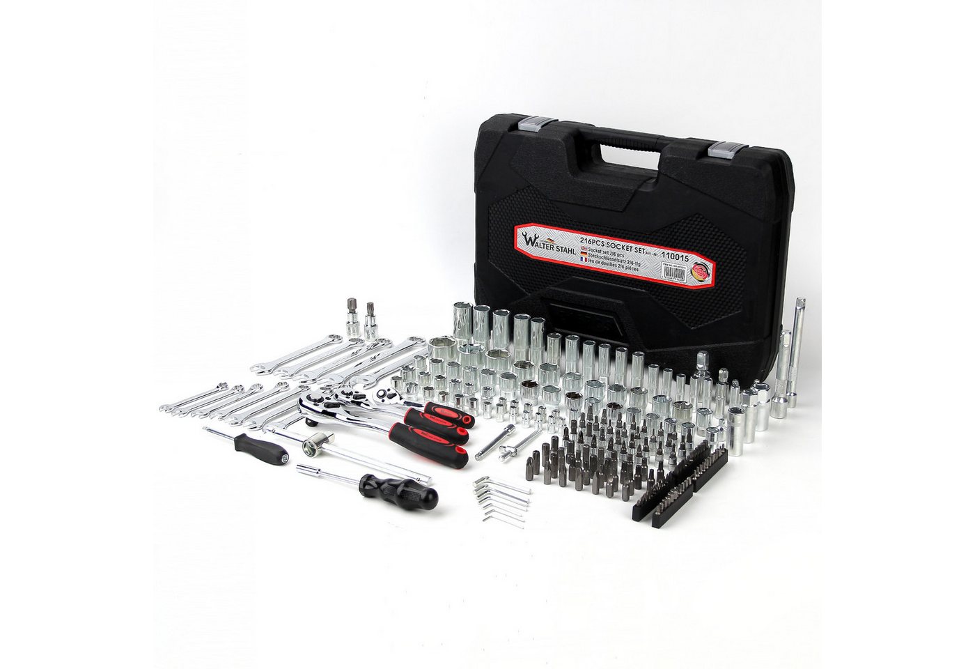 Walter Stahl Germany control Steckschlüssel Steckschlüsselsatz 108 tlg-599 tlg Ratschenkasten 1/4"+1/2"+3/8" (Packung, 216 St., 108/172/215/409/599-tlg), Mit Ra – Bild 2 von 5