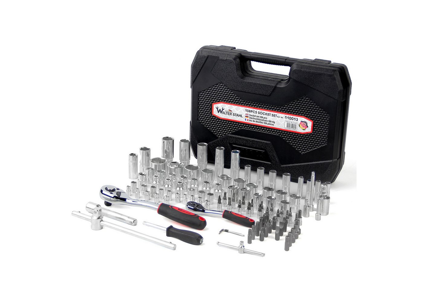 Walter Stahl Germany control Steckschlüssel Steckschlüsselsatz 108 tlg-599 tlg Ratschenkasten 1/4"+1/2"+3/8" (Packung, 172 St., 108/172/215/409/599-tlg), Mit Ra – Bild 2 von 5