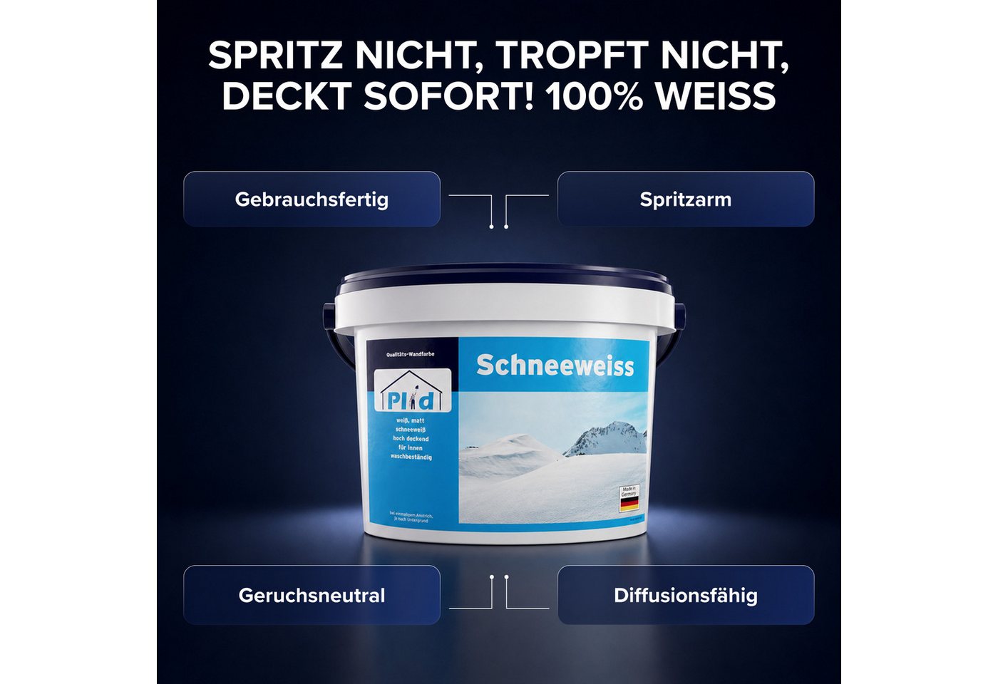 plid Wandfarbe Plid Schneeweiß Wanfarbe innen - Deckenfarbe - Polarweiß - Innenfarbe, Gute Deckkraft, wenig spritzen – Bild 3 von 5