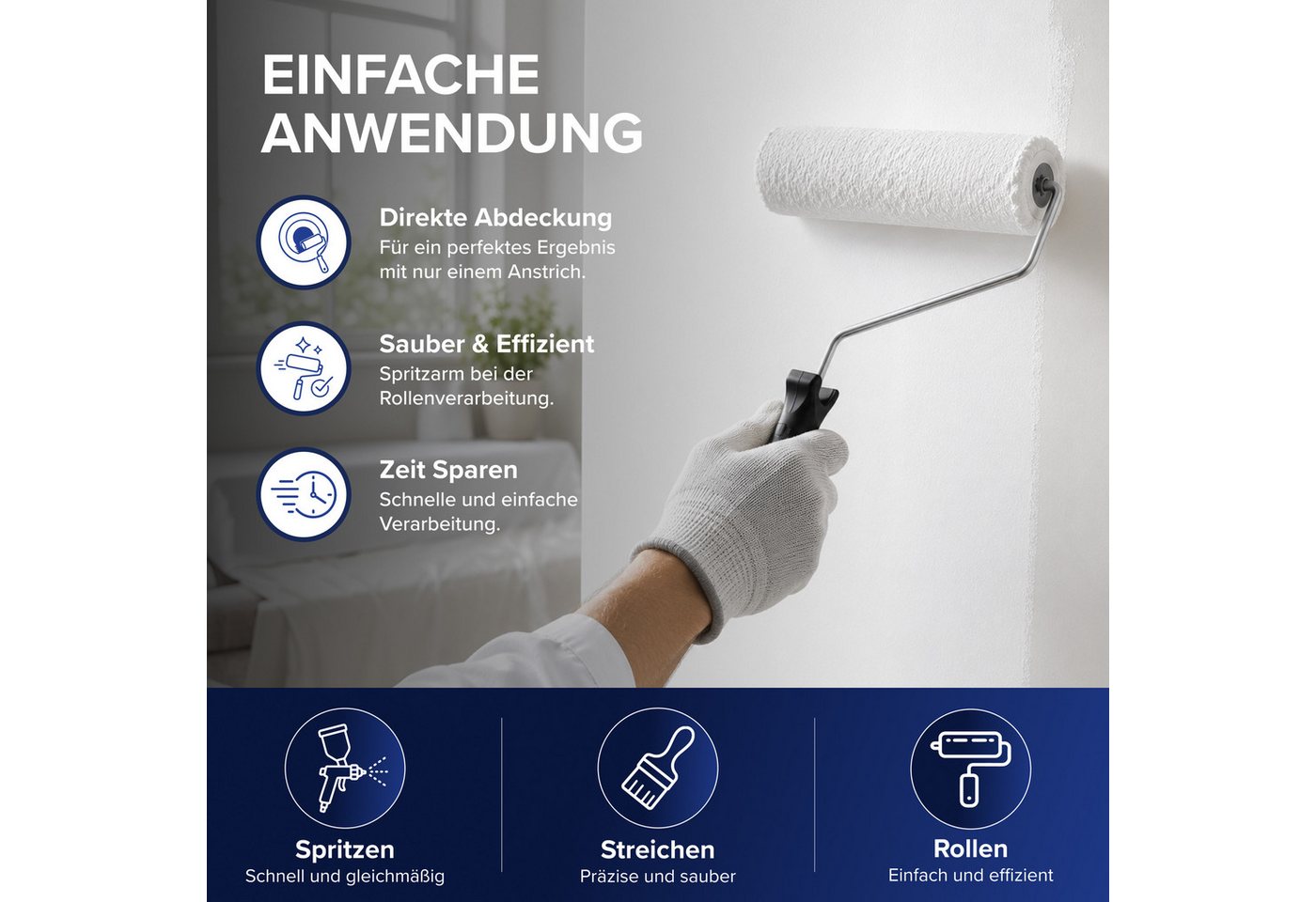 plid Wandfarbe Plid Schneeweiß Wanfarbe innen - Deckenfarbe - Polarweiß - Innenfarbe, Gute Deckkraft, wenig spritzen – Bild 4 von 5