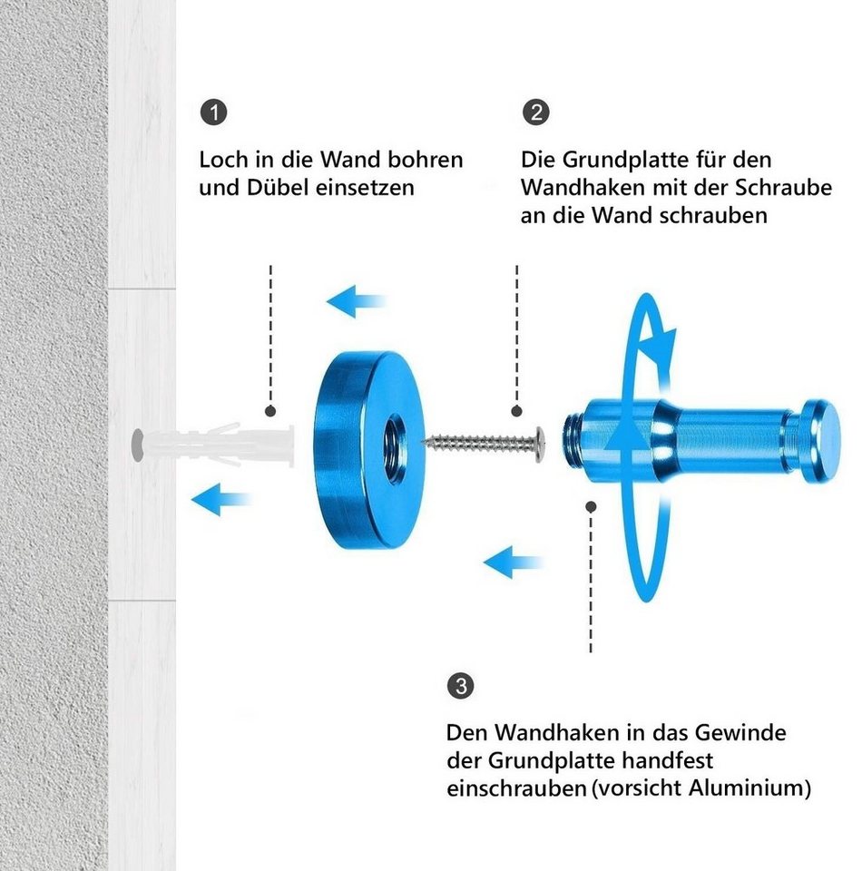 TECBULL Wandhaken TECBULL Huthaken, Wandhaken, Garderobenhaken, Garderobe, Wandmontage, Badezimmer, Küche, Diele, Flur, Kinderzimmer Wohnzimmer, Büro, Keller, S – Bild 3 von 4