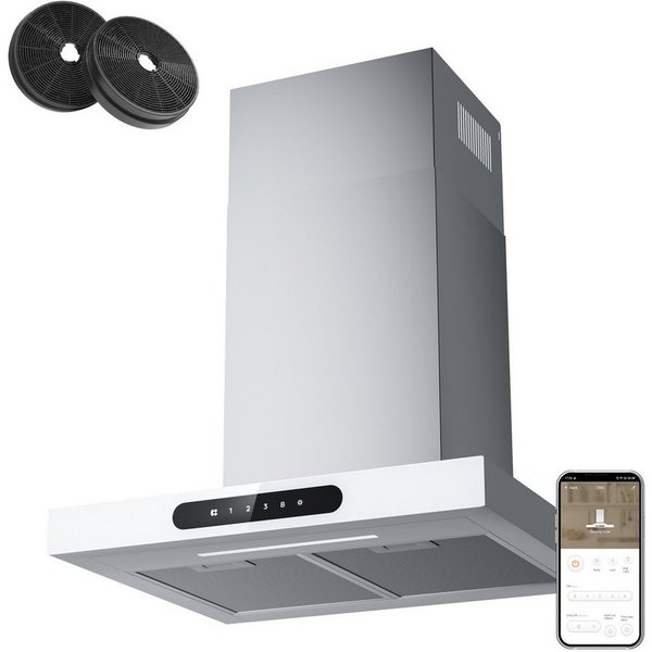 CIARRA Wandhaube 60 cm Dunstabzugshaube A+++ 650 m³/h Umluft & Abluft 4 Stufen VM6102W Serie CIARRA Dynamic Kaminhaube leise WIFI-APP Touch Control Inkl. BOOST 